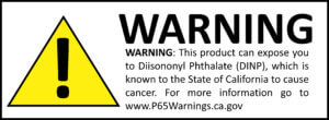 WARNING: This product can expose you to Diisononyl Phthalate (DINP), which is known to the State of California to cause cancer.