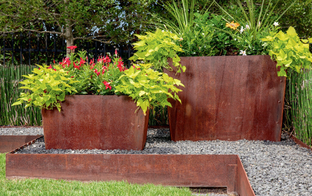 example of custom planters with edging